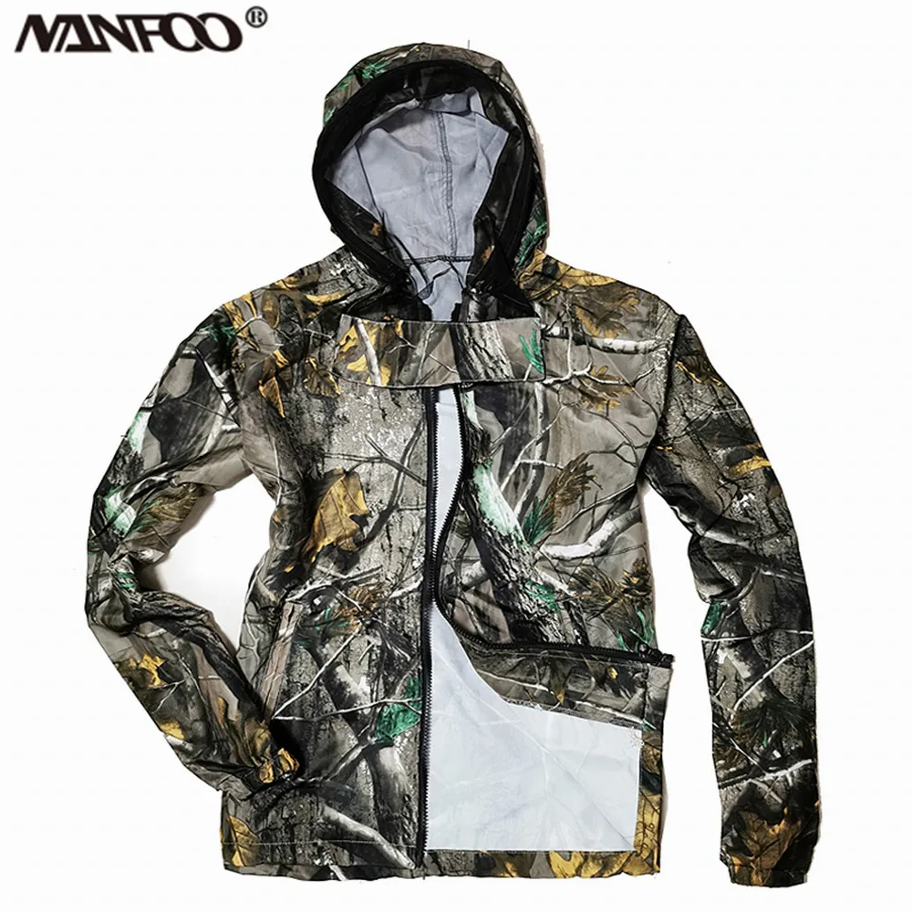 

Maple Leaves Bionic Camouflage Anti-Mosquito Fishing Clothes Summer Thin Breathable Sunproof Hiking Cycling Hooded Jacket