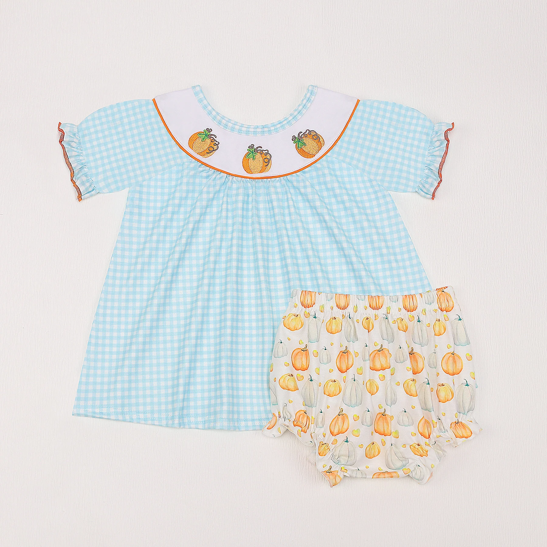 

Bloomer Set Outfits Halloween Bluey Outfits Baby Girl Clothes Pumpkin Embroidery Bodysuit Children's Suit Casual Wear Shorts