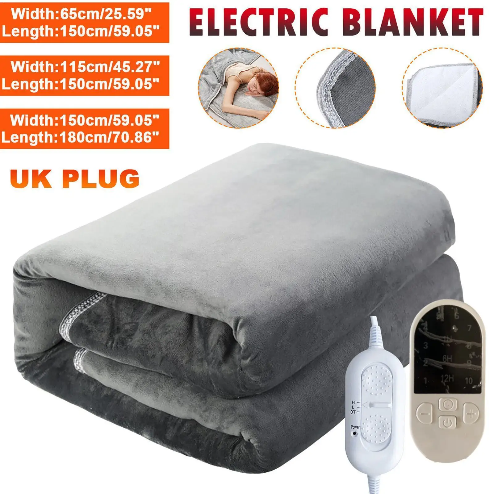 

UK Plug 110V Electric Blanket Heating Thermostat Throw Electric 40-50° Body Heated Blanket Warmer Mat Carpets Bed Mattress L0R3