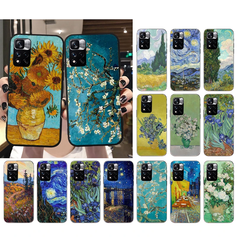 

Phone Case For Xiaomi Redmi Note 12Pro 11 11S 11T Pro 10 9Pro Note10S Redmi 10 9 10C 9C Vincent van Gogh Flower Paint Case