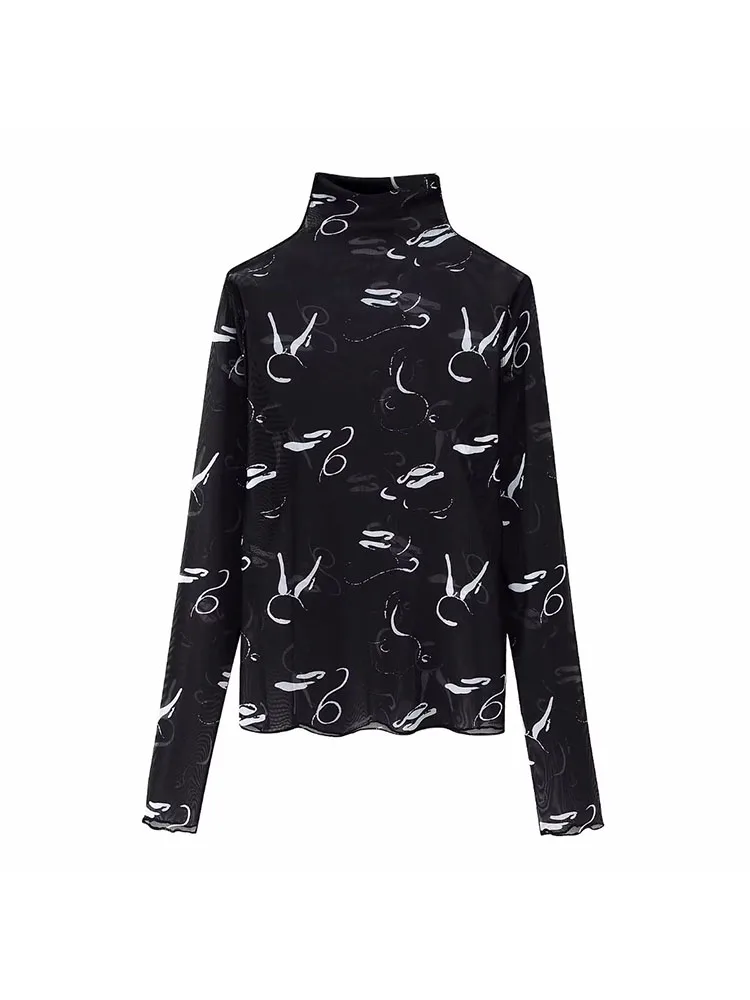 

Женский винтажный топ из тюля с длинным рукавом, осень 2023