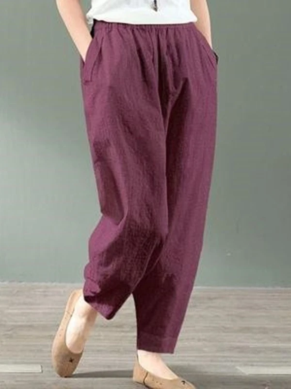 

Брюки-султанки женские из хлопка и льна, с эластичным поясом