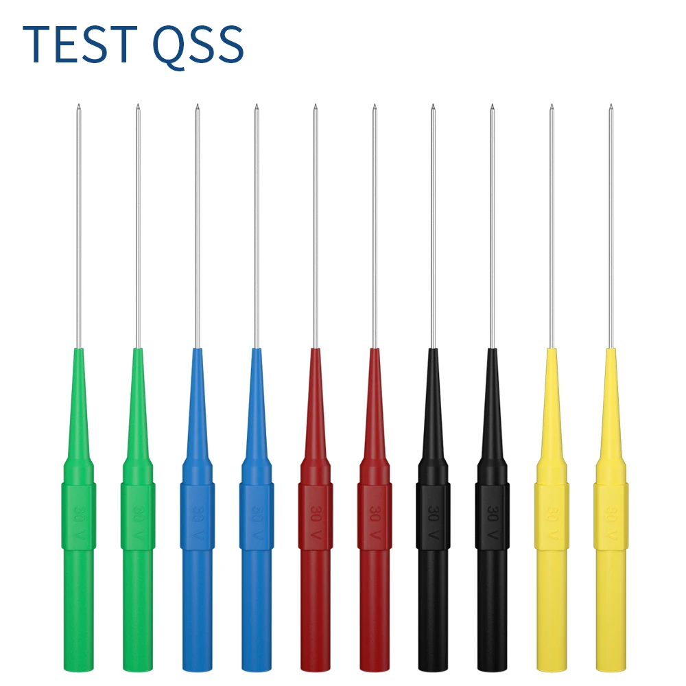 QSS 10 PCS 1MM Test Probe Needle Multimeter Stainless Steel Piercing Back Probe 4MM Banana Socket Auto Repair Tool Q.30009+