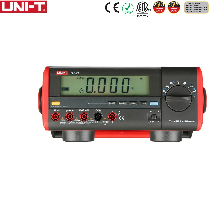 

UNI-T LCD Display Bench Type Digital Multimeters UT801 UT802 UT803 Volt Amp Ohm Capacitance Counts Tester High-Accuracy PC Soft