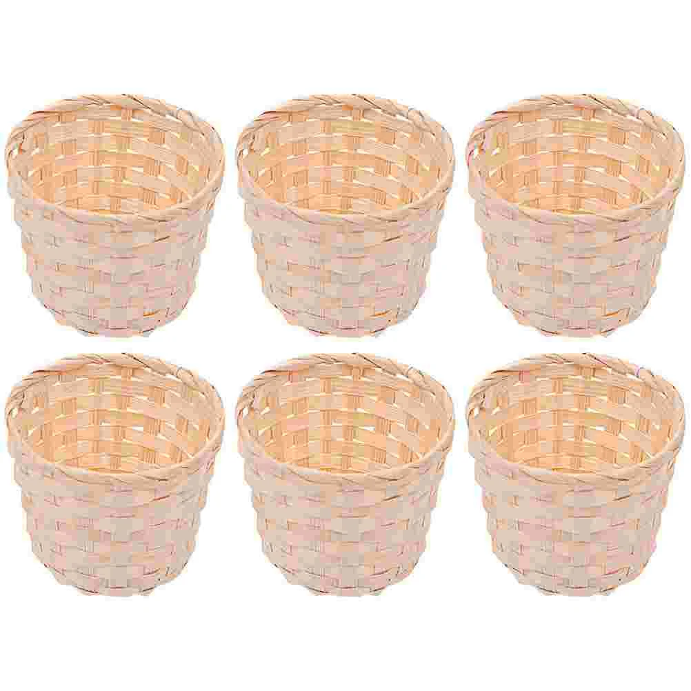 

6 Pcs Country Home Decor Bamboo Basket Flower Flowers Sundries Organizer Delicate Baskets