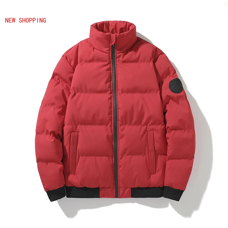 Stand Collar Warm Thick Cotton-padded Jackets Men Clothing Zipper Mens Jacket Solid Plus Size Winter Coat Male 4 Color M-8XL