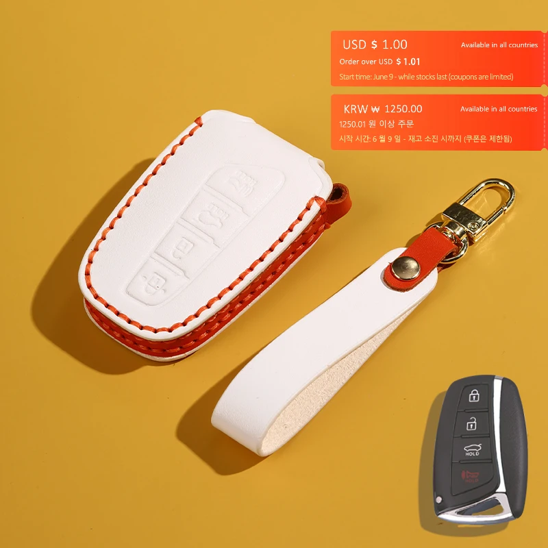 

Luxury Fashion Leather Car Key Case Car Key Cover for Hyundai Grand Santa Fe 3 DM Ix45 Ix35 Genesis DH Grandeur Azera HG Equus