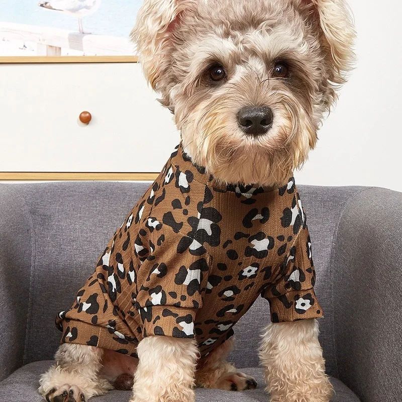 

Cartoon Dog Clothes Leopard Grain Shirts Clothing for Dogs Small Super Pet Outfits Cute Spring Summer Brown Boy Ropa Para Perro