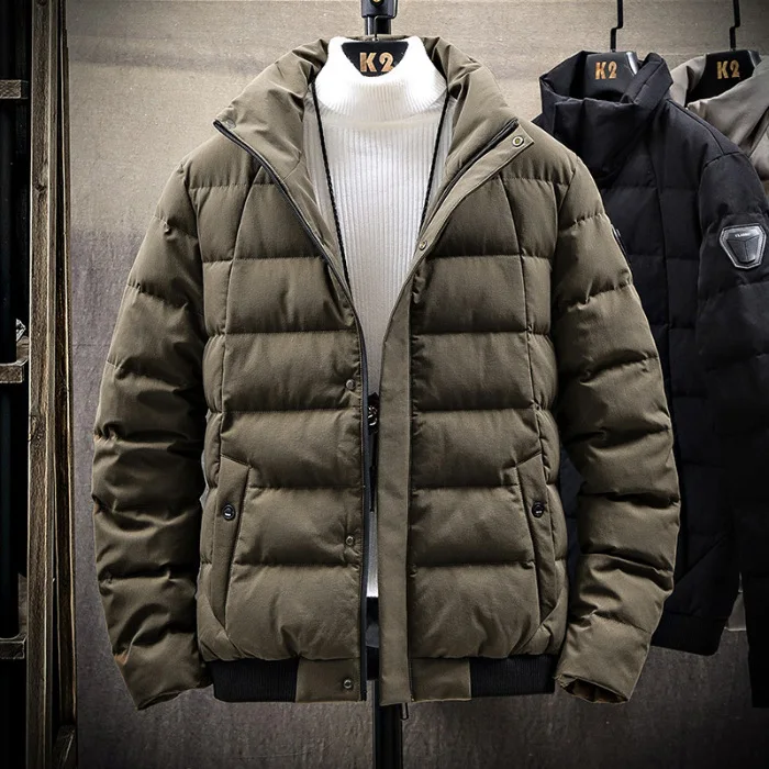 

Men Winter Coats Stand Collar Down Jackets Slim Casual Jaquetas New Fashion Male Thicker Warm Fit Parkas Short Winer Jackets 4XL