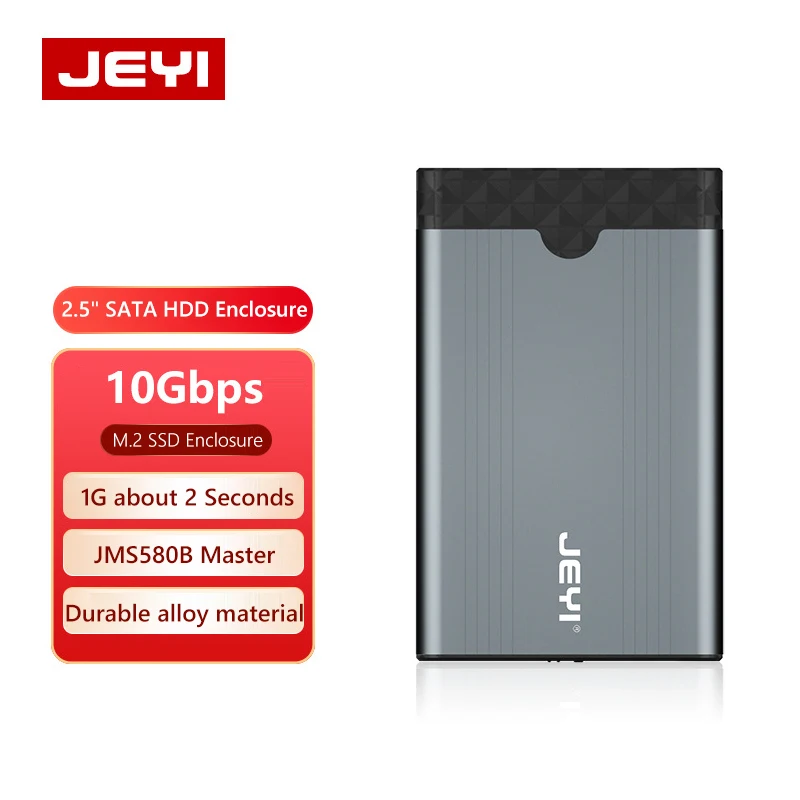 JEYI 2.5" Hard Drive Enclosure SATA to USB 3.0 Tool-Free External 9.5mm 7mm HDD SSD Case Support UASP SATA III 6Gbps