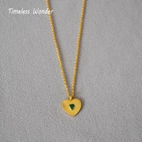 timeless wonder fancy green zirconia heart chains necklace for women designer jewelry goth trendy ins rare sweet gift kpop 4026