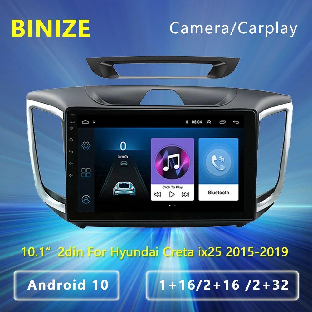 

Android 10.1 Carplay Car Radio Multimidia Video Player Navigation GPS FM For Hyundai Creta ix25 2014-2019 2 DIN autoradio Stereo