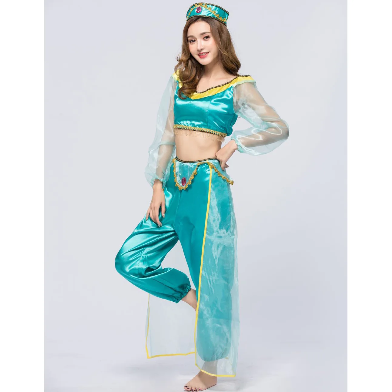 Фото Европейский и американский взрослый костюм Aladdin для ролевых игр, костюм для сцены на Хэллоуин, платье Aladdin Jasmine №2