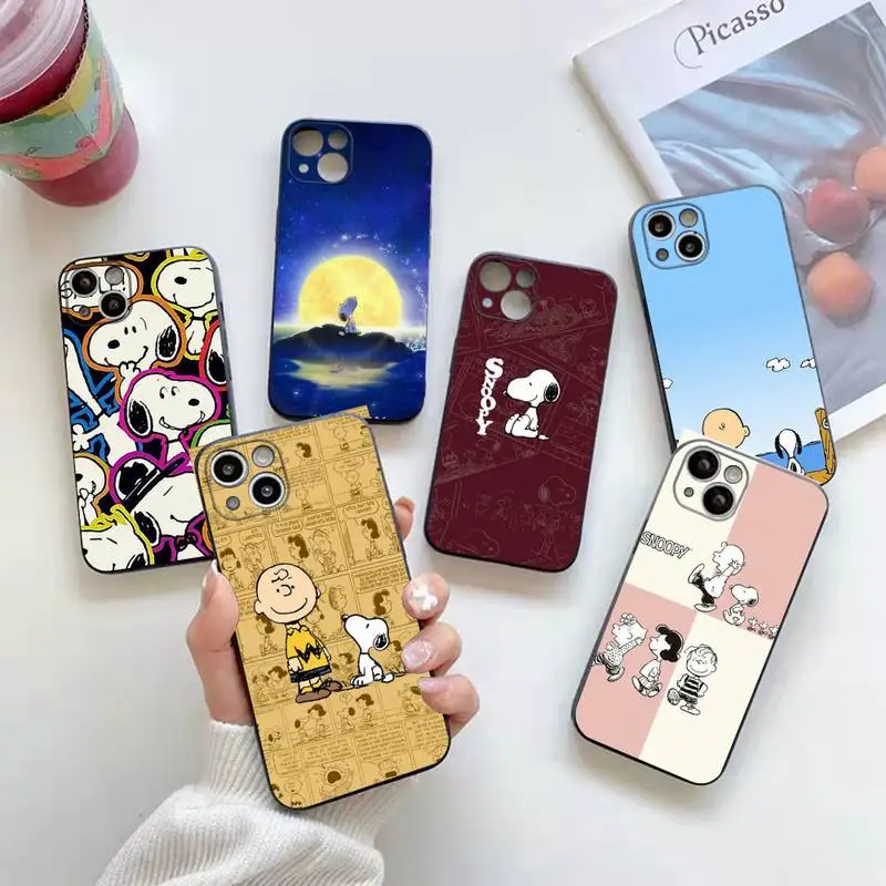 Купи Snoopy Cute Cartoon Phone Case For iphone 14 Plus 13 12 Mini 11 Pro XS Max X XR Cover за 120 рублей в магазине AliExpress