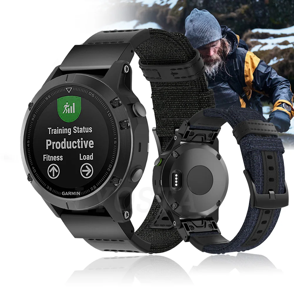 22 26mm Replcement Watchband Straps For Garmin Fenix 5 5X Plus 6 6X Pro 7 7X 3 HR Enduro Smart Watch Quickfit Canvas Wrist Bands