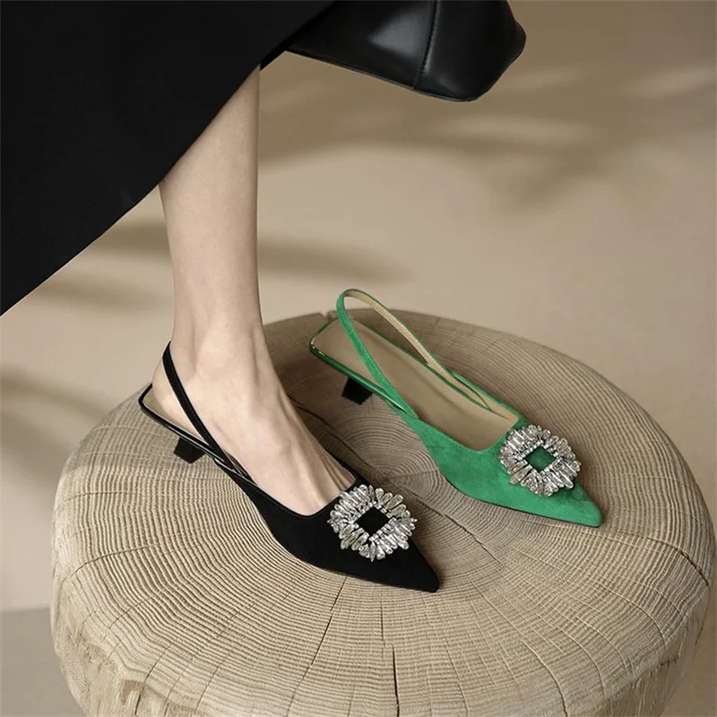 Summer Pumps For Women Office Shoes Pointed-toe Womans Sandals 3.5cm Thin High Heels Med Heels Charm Female Work Shoes Sandals