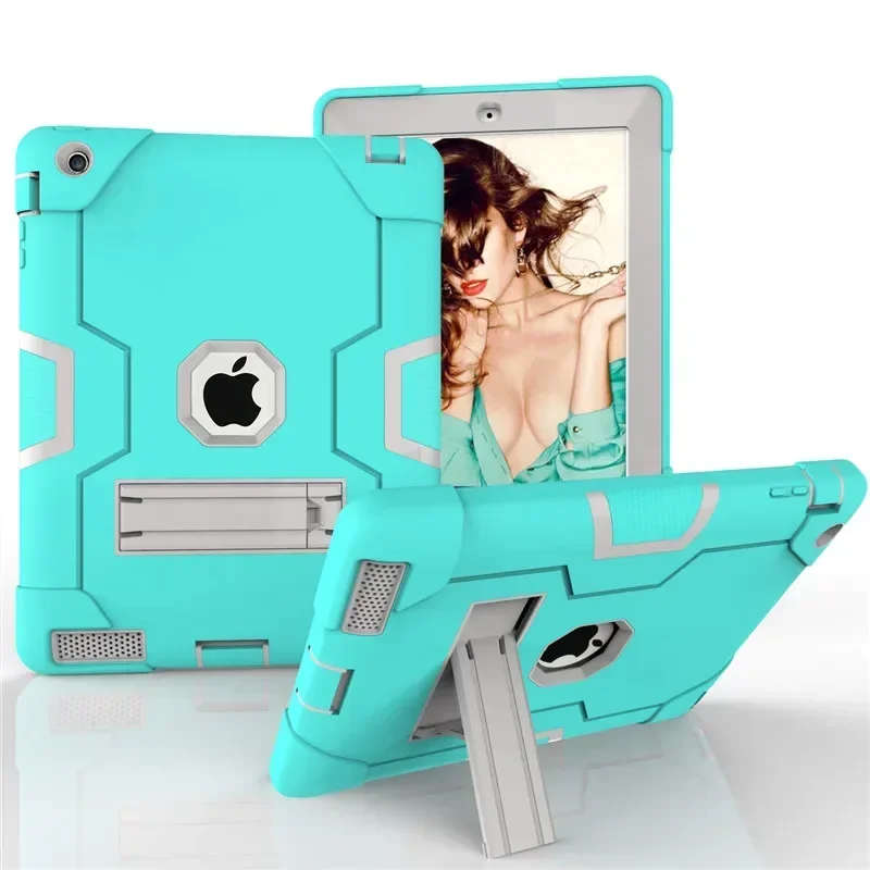 

Funda For Ipad 2 3 4 Case A1395 A1396 A1397 A1416 A1430 A1403 Models Shell Safe Kids Armor Soft Shockproof Silicon + Hard Cover