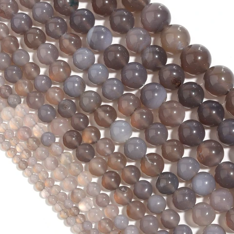 Бусины из агата 4/6/8/10/12/14 мм серые