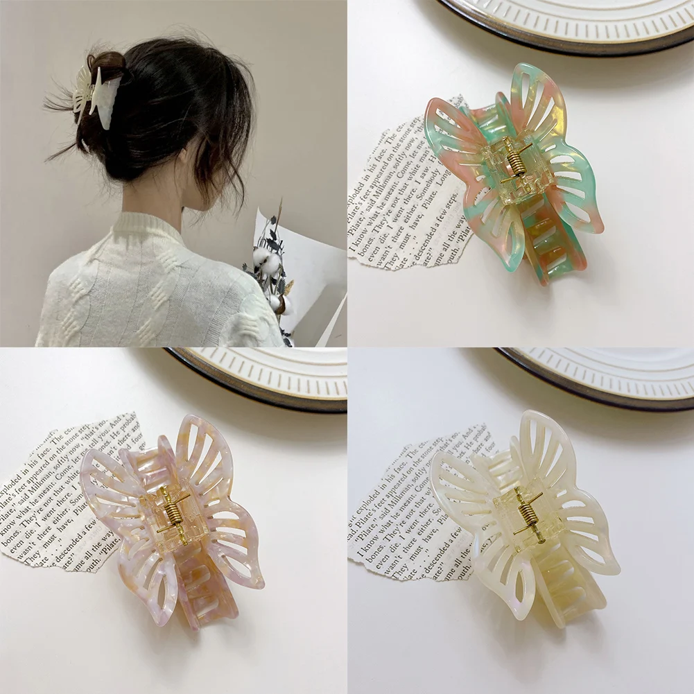 

New Acetate Hair Claw Sweet Fairy Butterfly Hairpin Gradient Tie-Dye Colored Styling Tools Barrettes for Women Girls Hair Clip