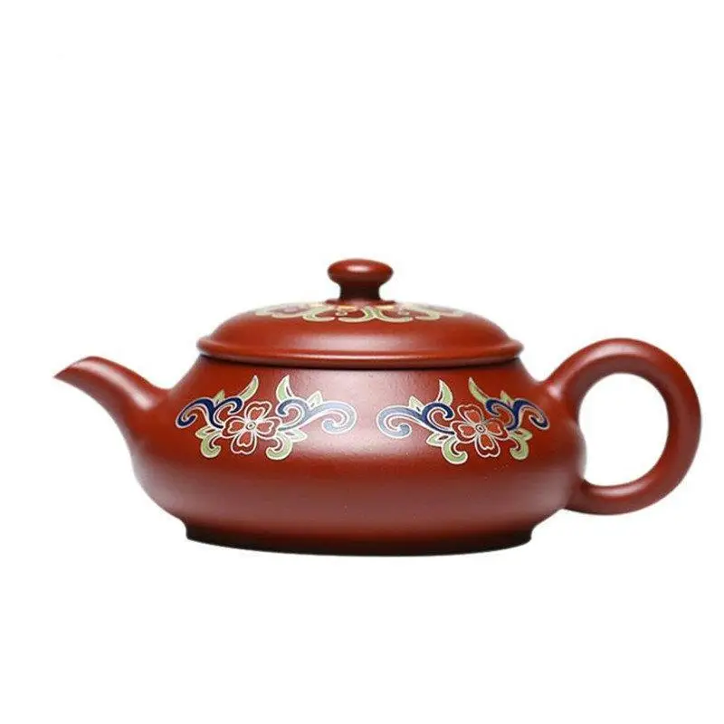 

130ml High-end Yixing Raw Ore Purple Clay Teapots Famous Artists Handmade Enamel Color Tea Pot Kettle Chinese Zisha Tea Set