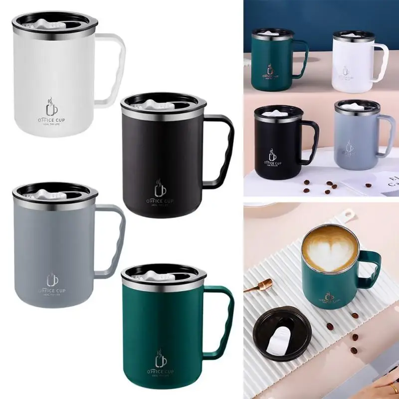 

304 Stainless Steel Liner Simple Office Mug Sealed Leak-proof Food Grade Silicone Sealing Rin Thermal Mug Wide-mouth Design Taza