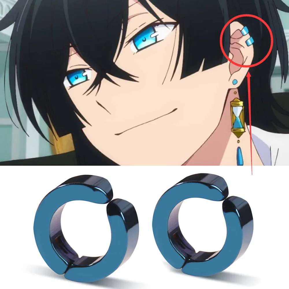 The Case Study of Vanitas Stud Earrings Anime Vanita Same Blue Ear Bone Clip For Men Stainless Steel Jewelry Cosplay Custom