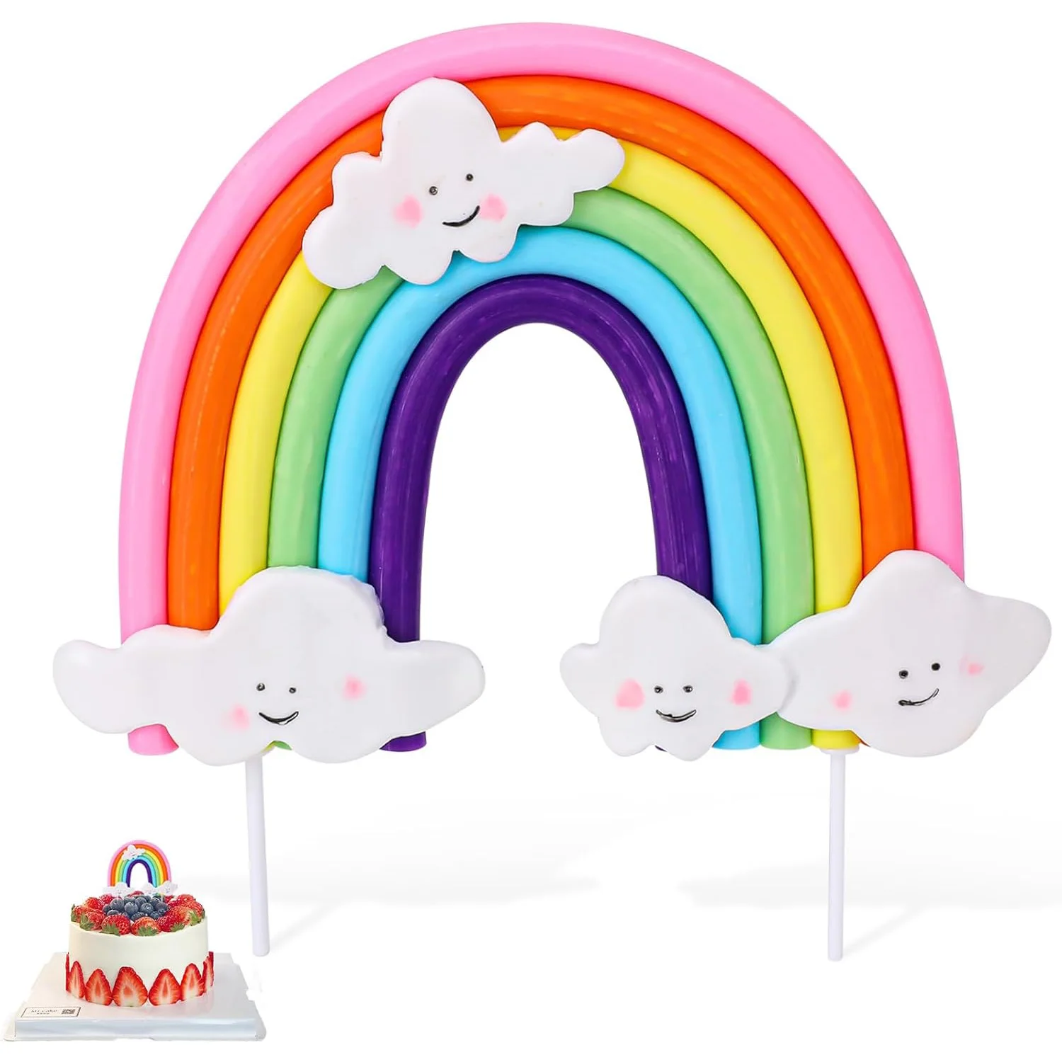 Красочный Радужный Топпер Для Торта Мягкие Керамические Украшения Тема Дня