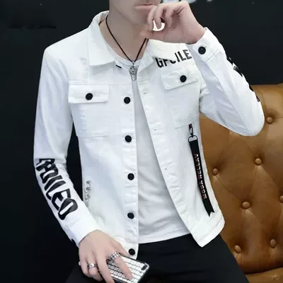

2022New Men's Denim Jackets Fashion Male Nightclub Hip Hop Denim Coats Men Ripped Slim Outwear Cowboy Jean Jackets Clothing