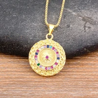 nidin new arrival fashion design round pendant circle gold color for women girls elegant clavicle chain necklace jewelry gifts