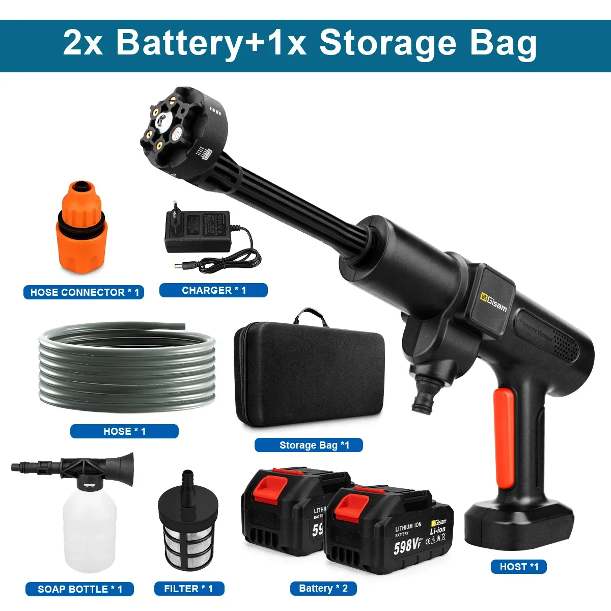 

Пистолет-распылитель для мойки Gisam 6 в 1 для аккумулятора Makita 18 В