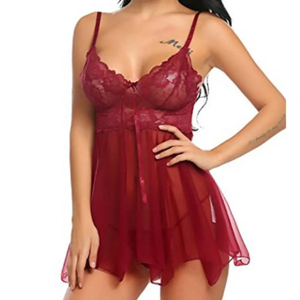 

Ladies Sexy Transparent Dress Pajamas 2Pcs/Set Women Nightdress Backless Sleeveless Sexy Mesh Lady Nighty for Bedroom Nightdress