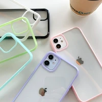 funda coque for iphone 13 11 12 pro max case for iphone x xs max xr 7 8 plus phone case candy color border hd transparent cover
