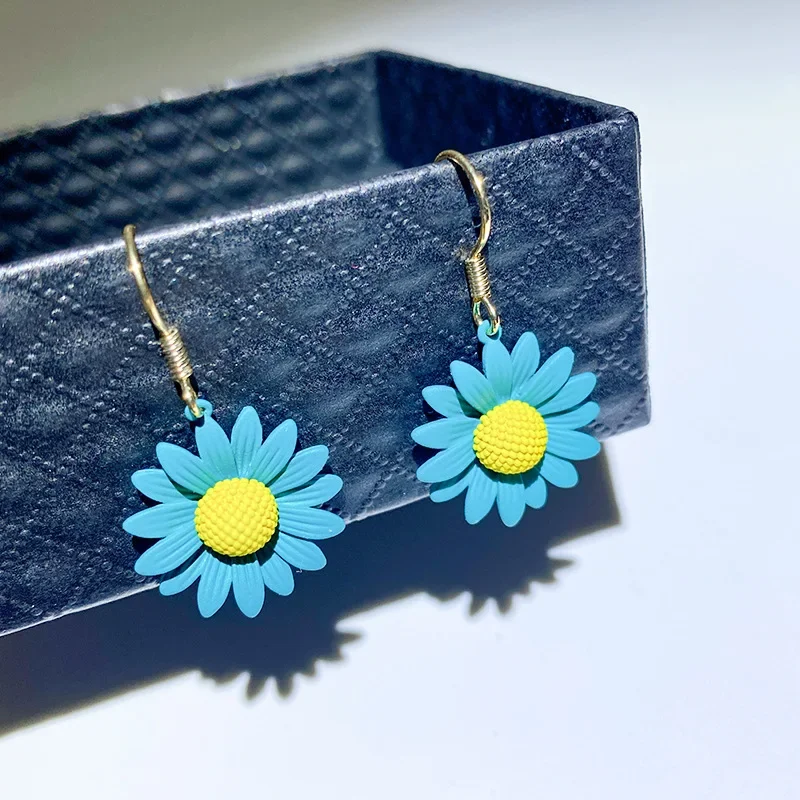 Очаровательные серьги с подсолнухом женские милые серьги-гвоздики летние модные