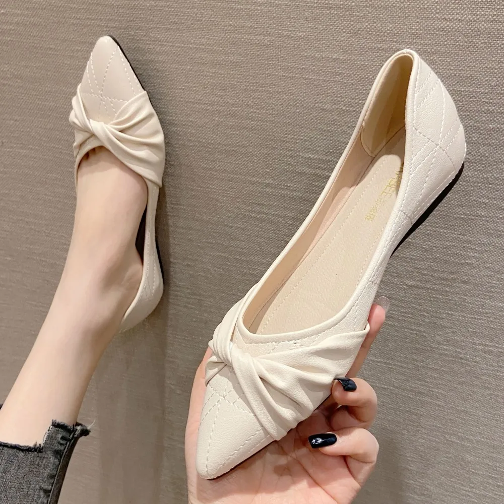 2022 Fashion Brand Womens Ballet Flat Shoes Spring Summer Pointed Toe Comfortable Office Ladies Work Driving Single Shoes