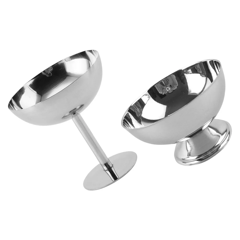 

2Pcs Stainless Steel Dessert Cup Ice Cream Bowl Bar Cocktail Cup Metal Dessert Bowl