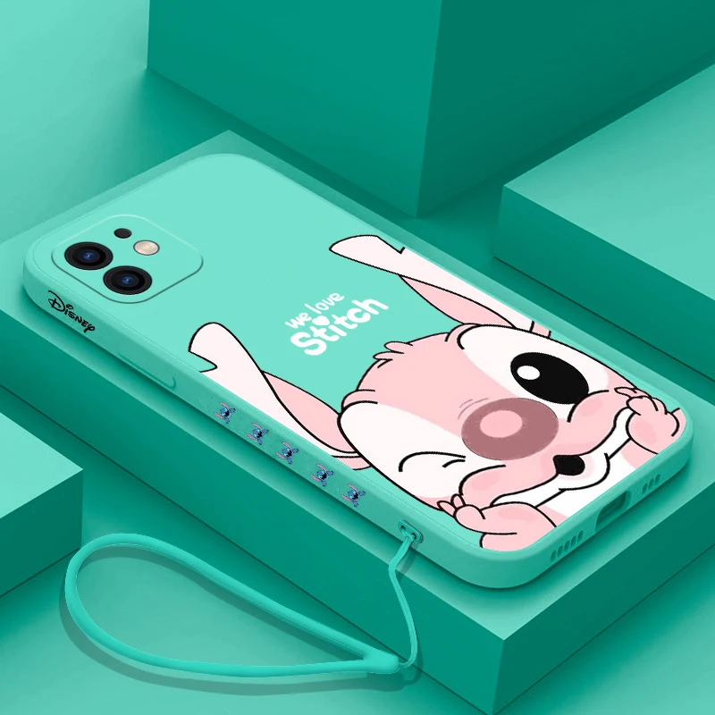 Side Print Stitch Lanyard Phone Case For iPhone 14 13 12 11 Pro Max Mini X XR XS MAX SE20 8 7 Plus Liquid Silicone Cases Cover