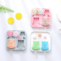 9 cells cartoon animals fruit style silicone cone molds for ice tray mould ice cream makers tools with sticks