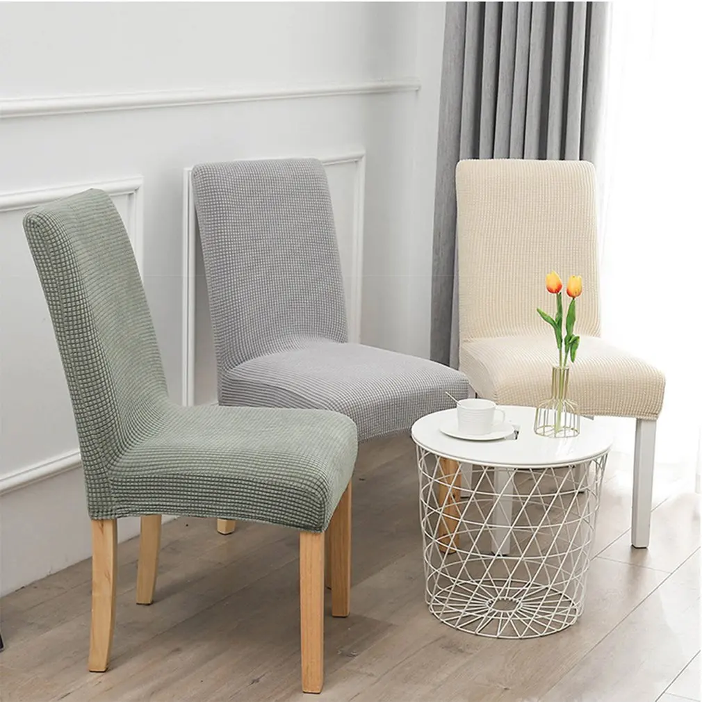 

Эластичный чехол на стул с задней частью, чехлы на стулья для столовой, утолщенный флисовый эластичный чехол на стул для кухни