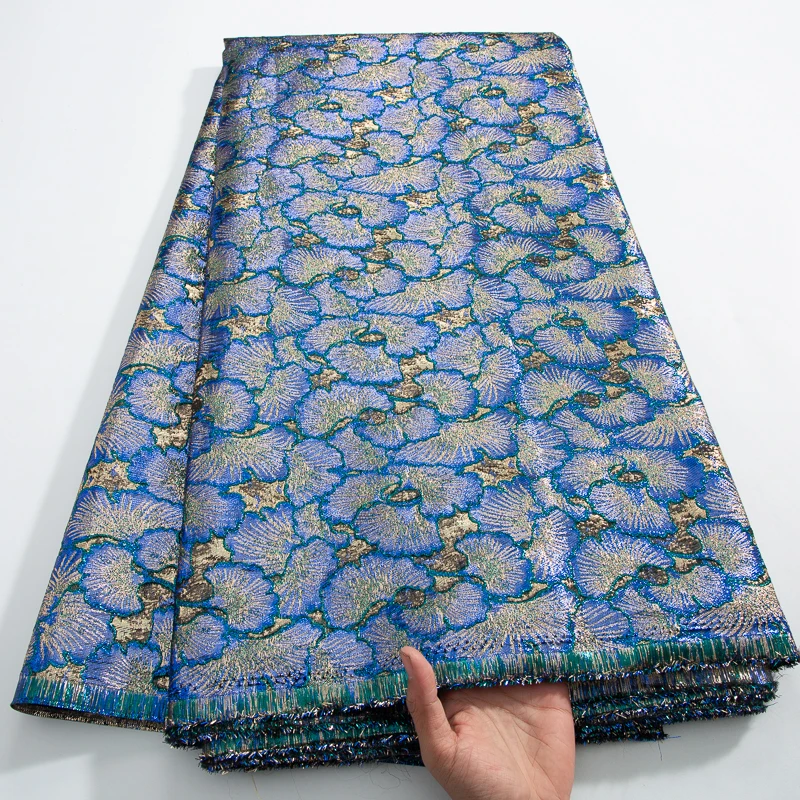 Золотая африканская кружевная ткань 2024 Высококачественная Дамасская