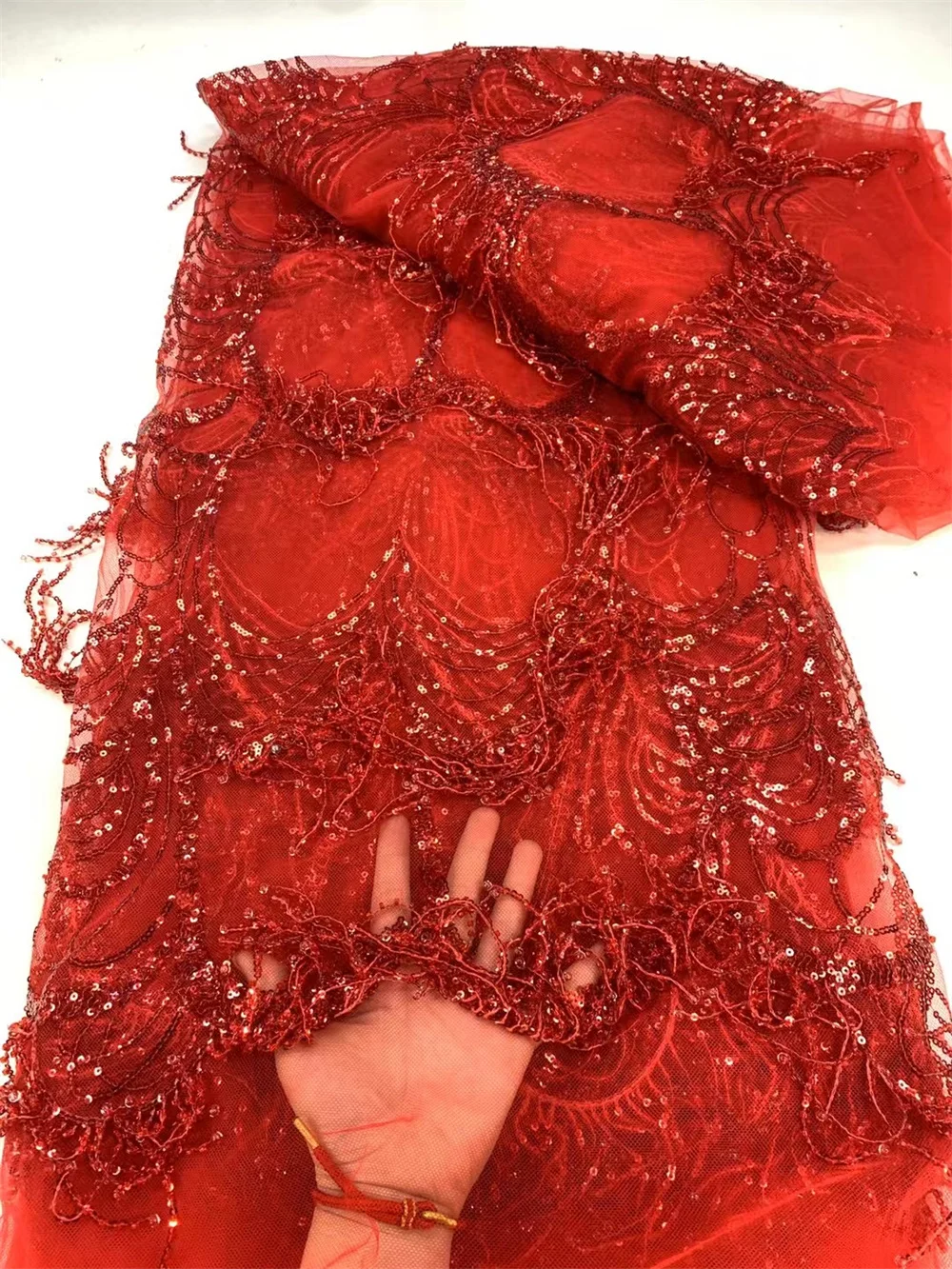 Роскошная новейшая кружевная ткань с блестками 5 ярдов высокое качество 2025 г.