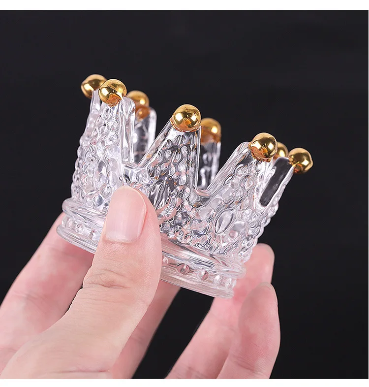 

6 Styles of Gold and Silver Retro Pearl Crown Nail Pen Holder,glass Crown Crystal Pen Washing Cup Tool Nail Palette Accessories