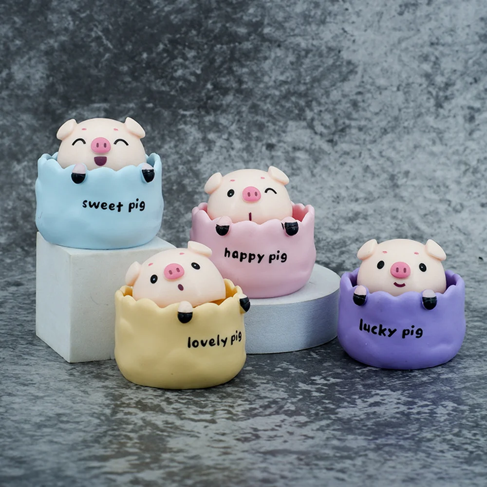 

4pcs Cute Pig Ornaments Shaking Head Pig Car Ornament for Home Car Decoration Kids Boys Girls Children's Day Gifts B99