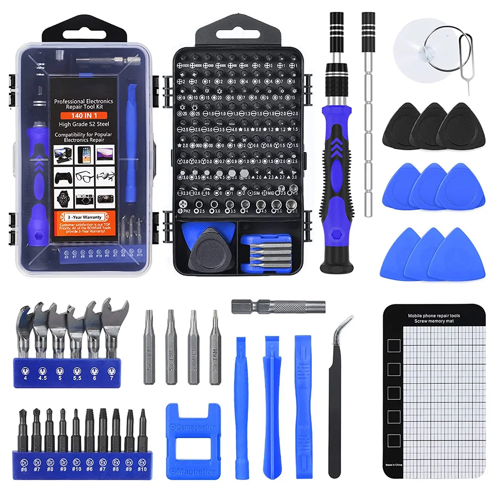 

Precision Screwdriver Set,140PCS Repair Tool Kit with 118 S2 Steel Bits Magnetic Screwdriver Set for Computer,Laptop,Phone Etc.
