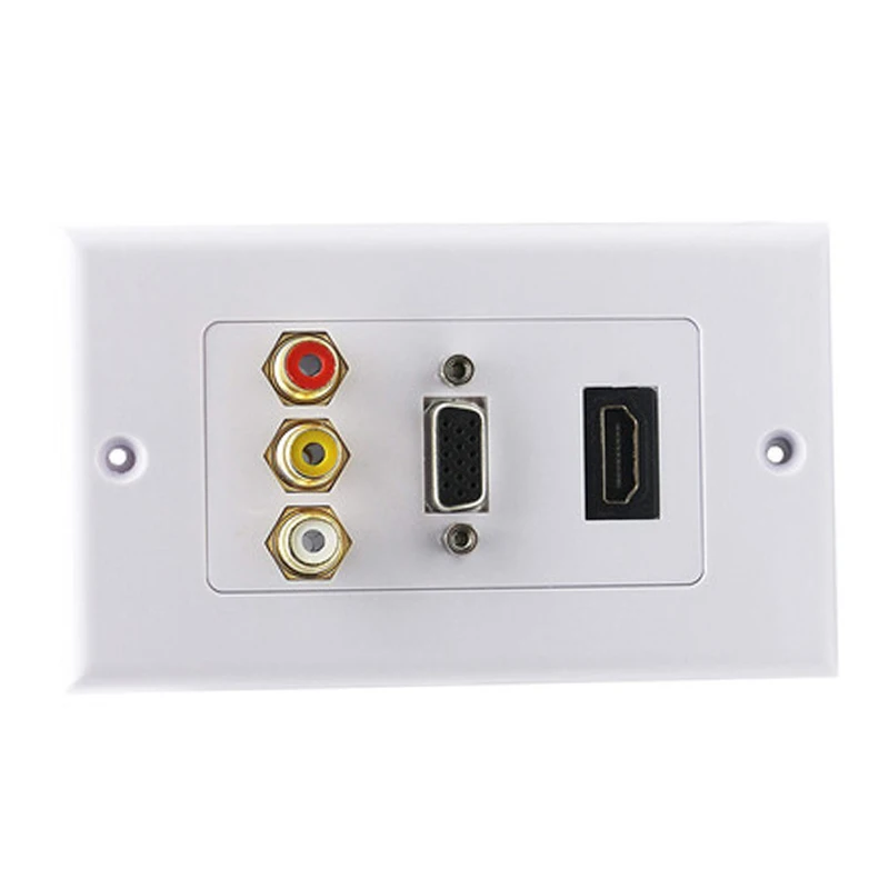 Настенная розетка VGA + 3RCA AV настенная пластина композитный видео аудио адаптер