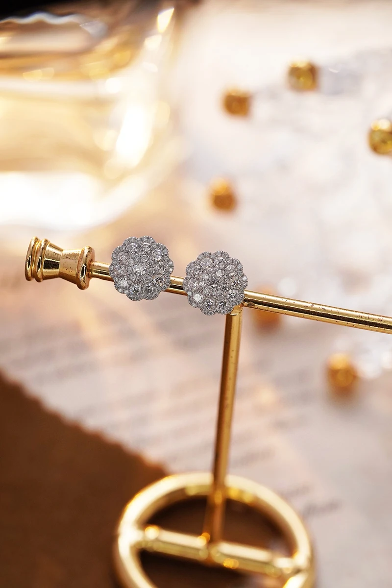 Серьги LUOWEND из белого золота 18 карат роскошные дизайнерские серьги-гвоздики в