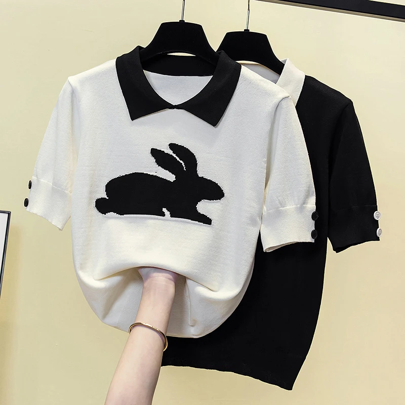 

Женская трикотажная блузка с коротким рукавом, черно-белая винтажная блузка с коротким рукавом, лето 2023