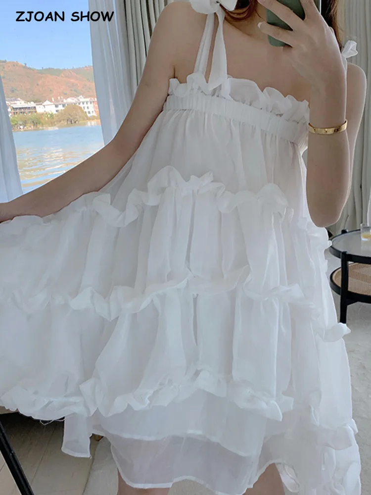 

Женское платье в этническом стиле, белое платье в стиле бохо с оборками и деревянными ушками, платье с воротником-лодочкой и асимметричным п...