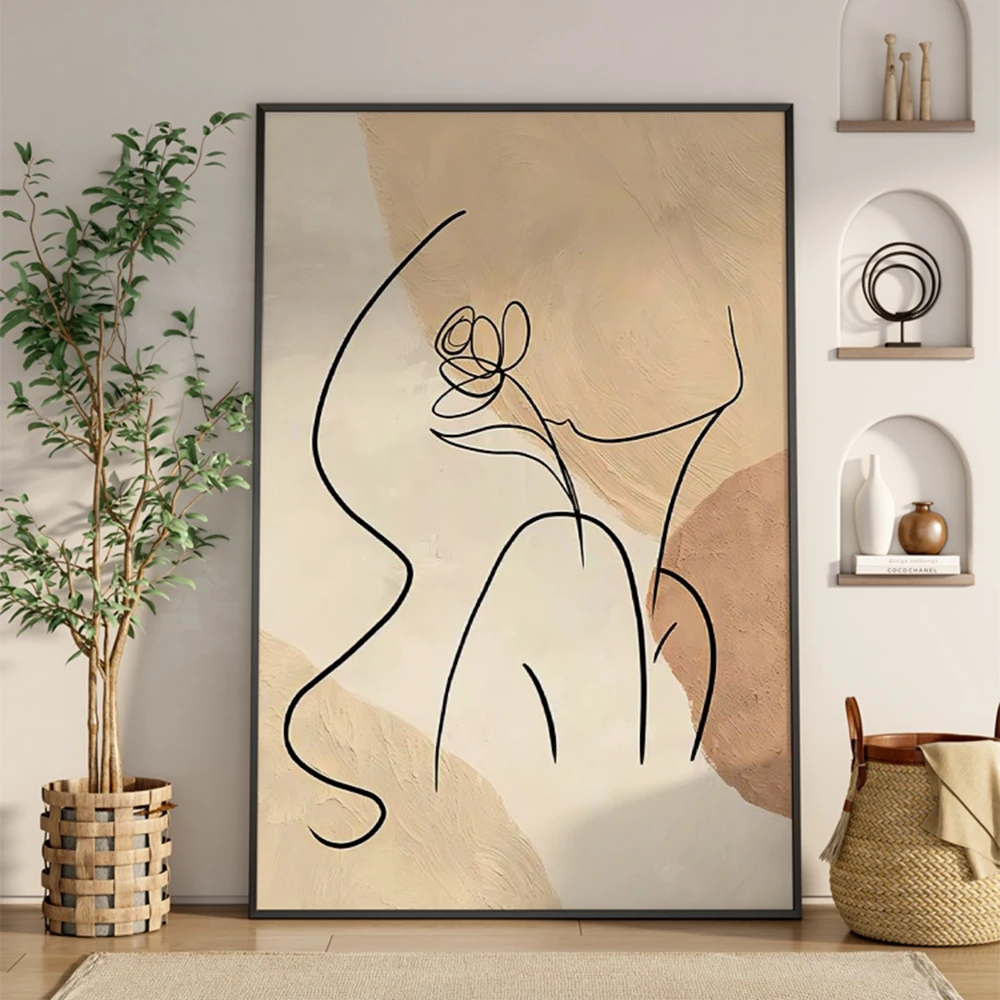 

Abstract Figure 100% Hand-painted Oil Painting Minimalist Line Art Home Decoration Living Room Bedroom Corridor Porch Mural