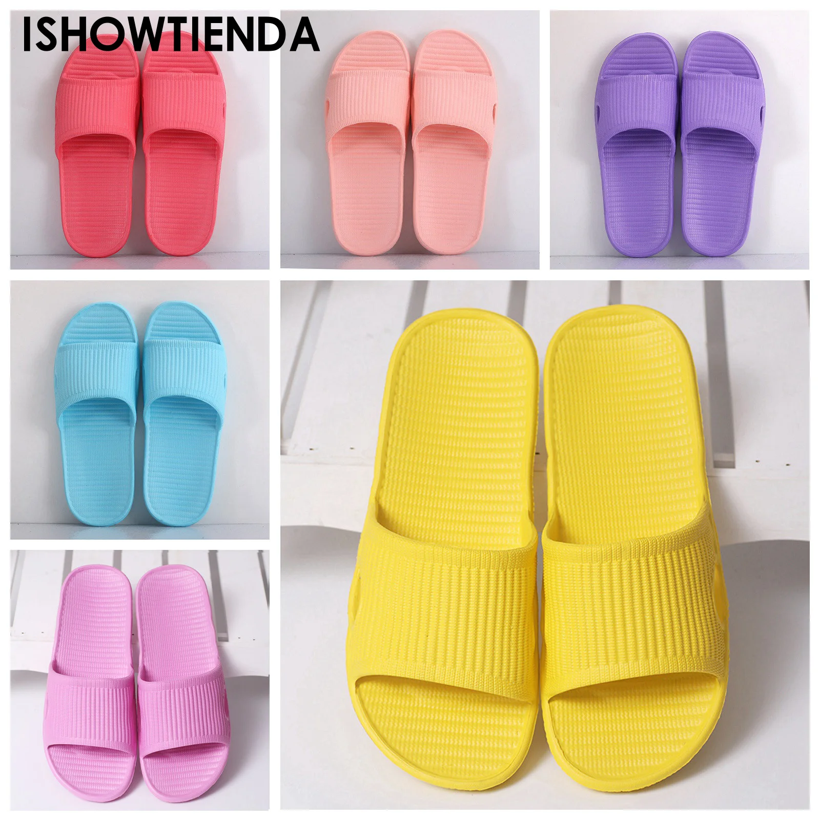 

Fashion Concise Women Slippers Summer Flat Lightweight EVA Home Bathroom Slippers Comfort Massage Women Indoor Slides