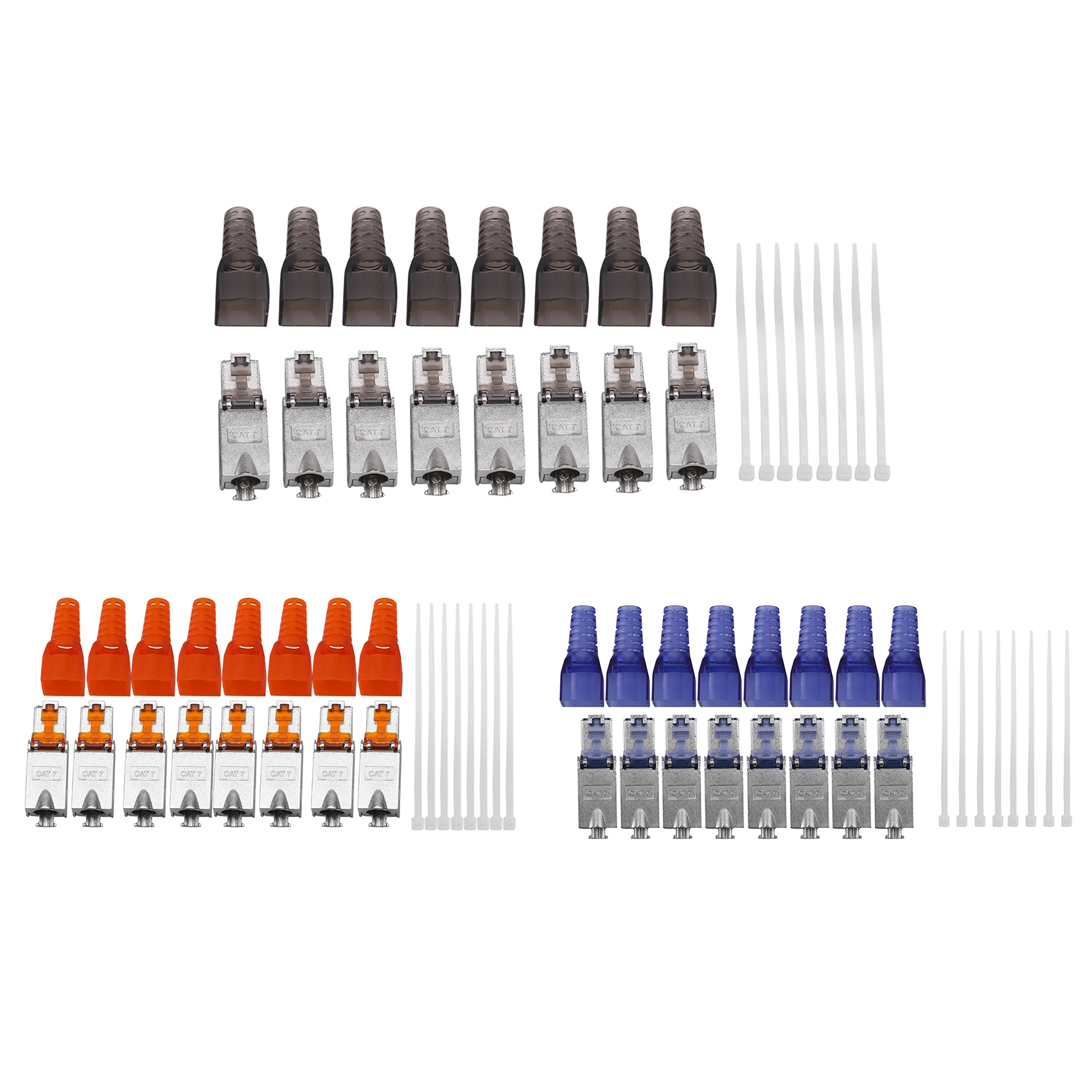 

8Pcs Tool-Free Shielded RJ45 Cat 7 Termination Plug Cat7 Plug / Cat7 Connector Connectors Modular 23/24AWG